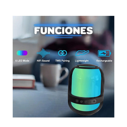 Parlante Bluetooth Portátil Con Luces LED RGB Sonido HiFi Y TWS