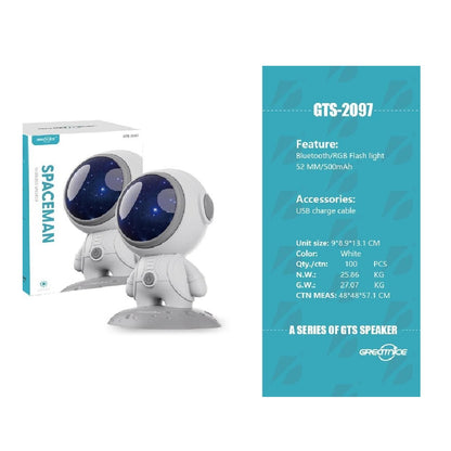 Mini Altavoz Inalámbrico Astronauta GTS-2097 Con Luces Y Batería Recargable