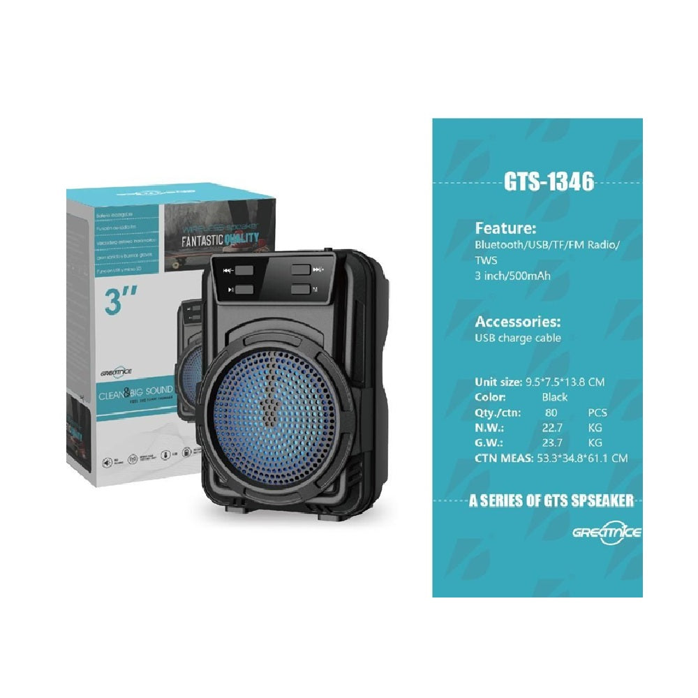 Mini Parlante Bluetooth Greatnice GTS-1346 De 3 Pulgadas Portátil Recargable