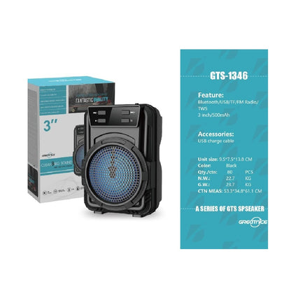 Mini Parlante Bluetooth Greatnice GTS-1346 De 3 Pulgadas Portátil Recargable