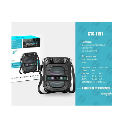 Parlante Bluetooth Portátil Greatnice GTS-1191 De 6.5 Pulgadas Con Correa Recargable