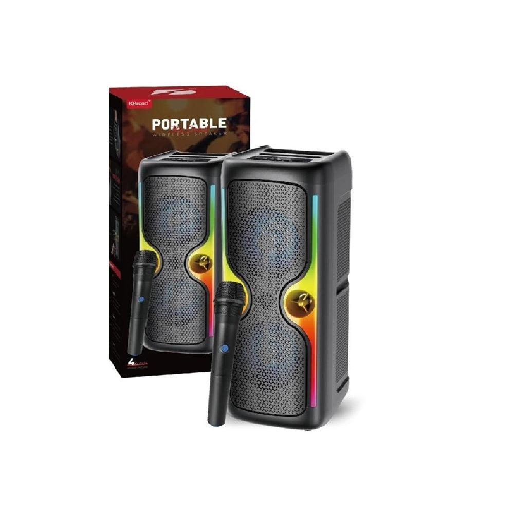 Parlante Portátil Bluetooth KTS-2033 Dual 4" Con Micrófono Inalámbrico