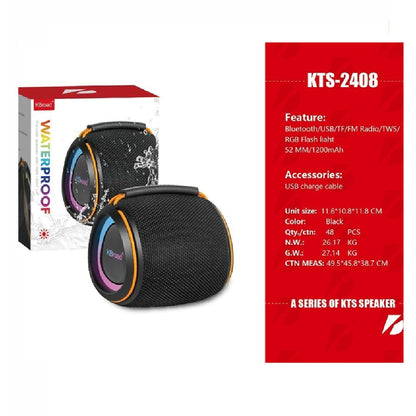 Parlante Portátil Bluetooth KTS-2408 Waterproof Con Luces RGB