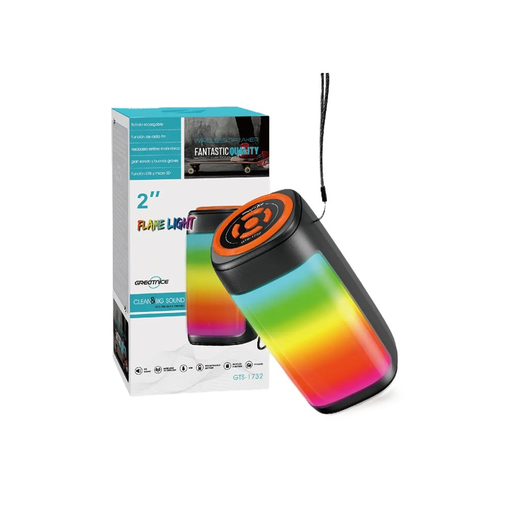Parlante Portátil Bluetooth GTS-1732 De 2" Con Luces LED Flame Light