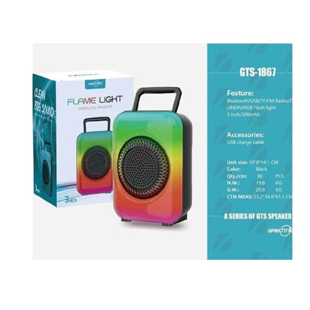 Parlante Portátil Bluetooth Greatnice GTS-1867 Con Luces RGB Flame Light