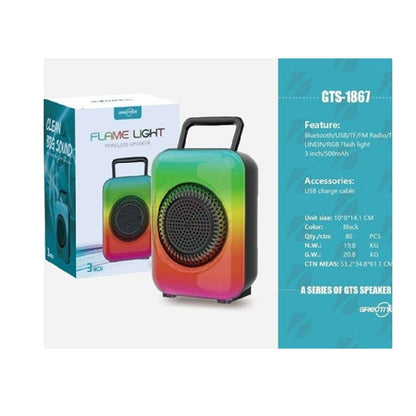 Parlante Portátil Bluetooth Greatnice GTS-1867 Con Luces RGB Flame Light