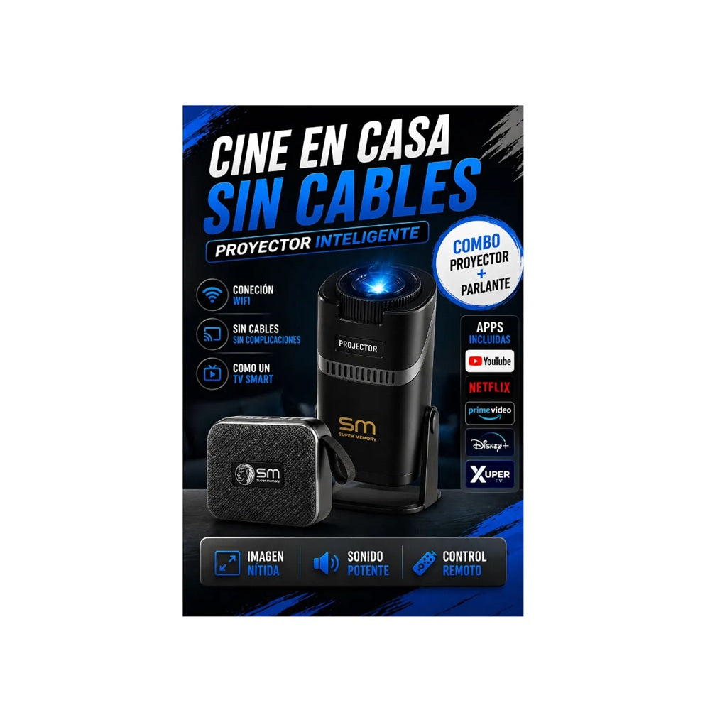 Proyector Multimedia Portátil SM-320 Con Parlante Bluetooth RGB Y Control Remoto