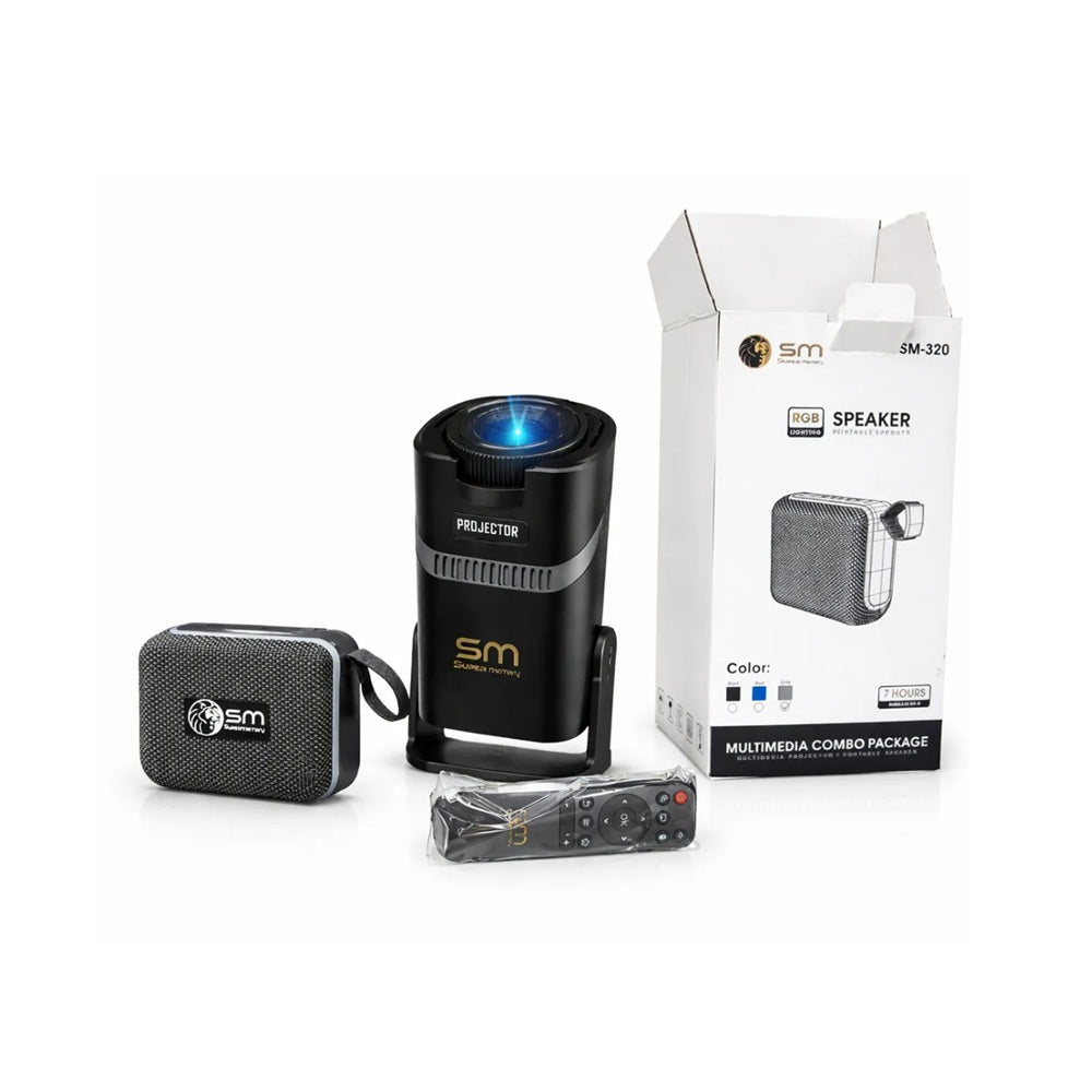 Proyector Multimedia Portátil SM-320 Con Parlante Bluetooth RGB Y Control Remoto