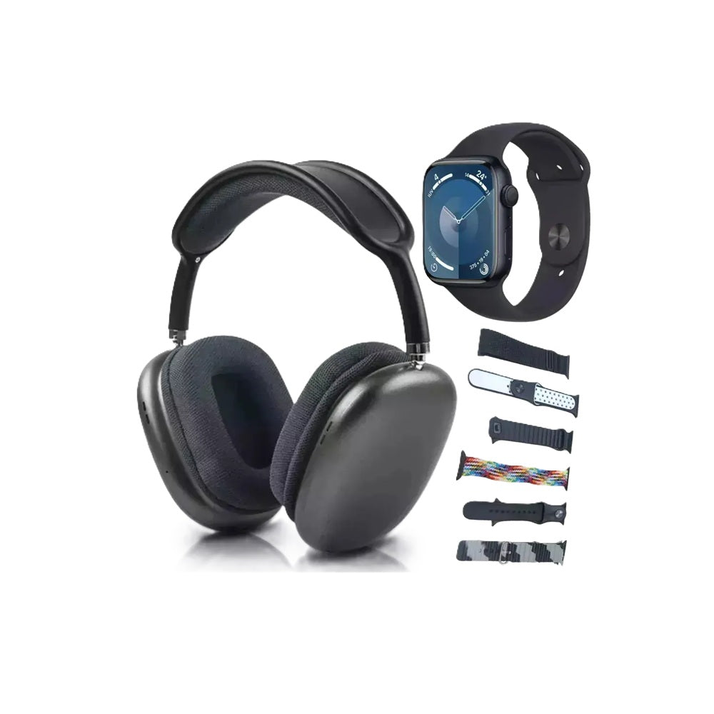 Kit Combo P9 Ultra 2 Smartwatch Pantalla 2.20" Con Audífonos De Diadema Y Correas