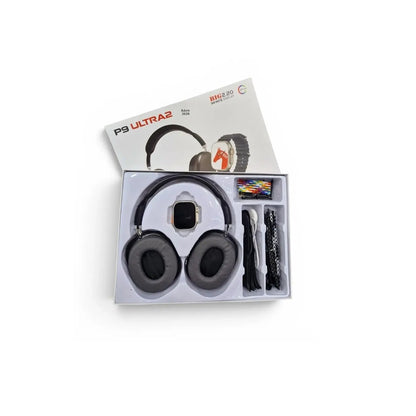 Kit Combo P9 Ultra 2 Smartwatch Pantalla 2.20" Con Audífonos De Diadema Y Correas
