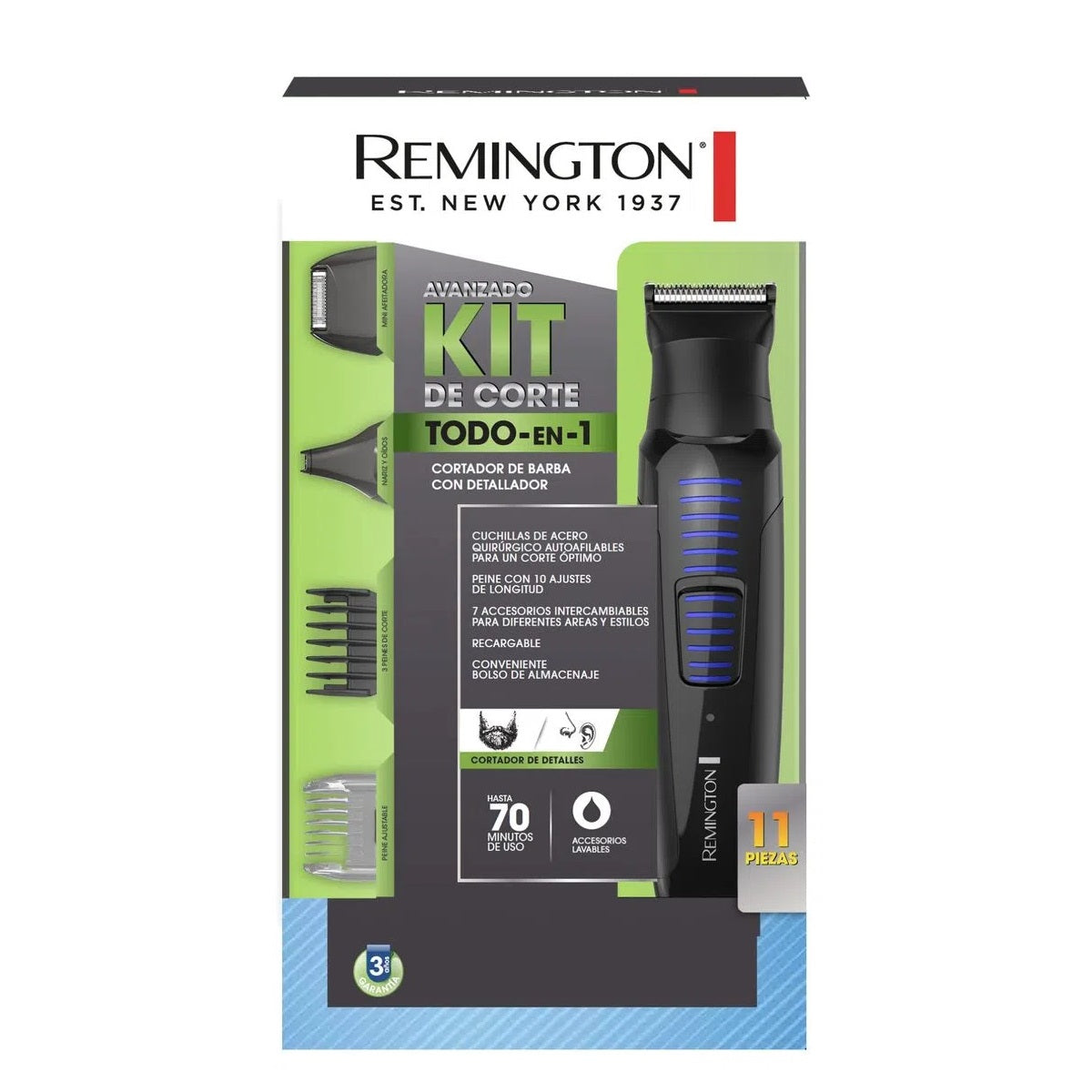 Recortadora Remington Recargable Kit Barba y Bigote PG6125