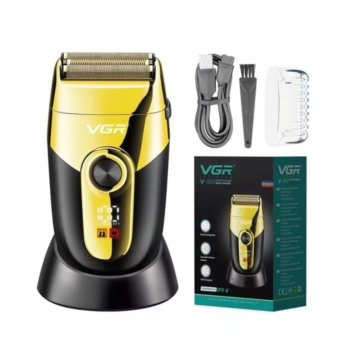 Afeitadora Recargable Inalambrica Barbera VGR V383 Shaver Con Pantalla