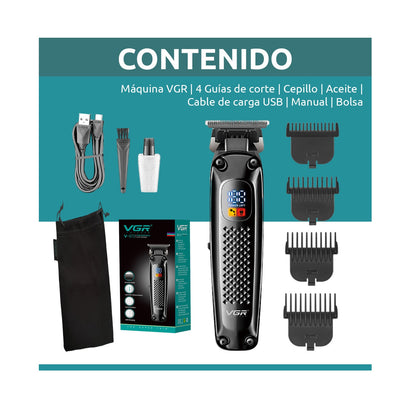 Maquina Patillera Profesional Recargable VGR V-972 Led