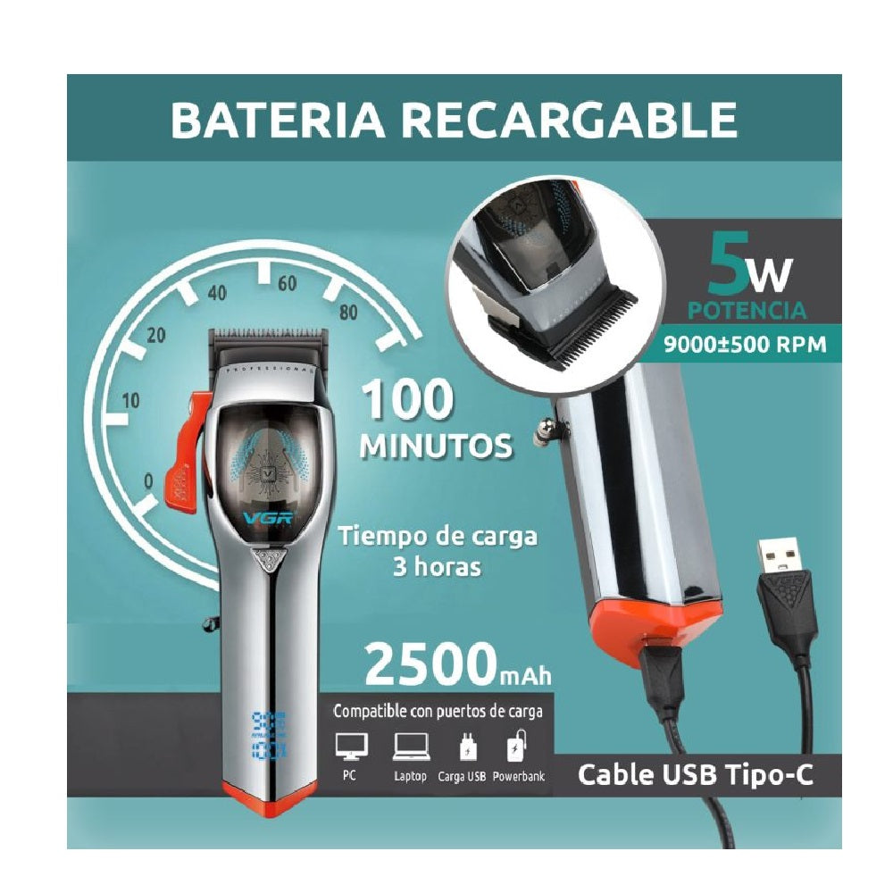 Maquina De Peluqueria VGR Original E Inalambrica V-647