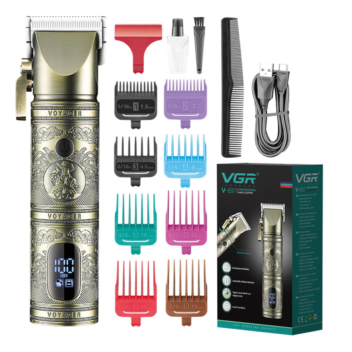 Maquina Peluquera VGR Original E Inalambrica V-697