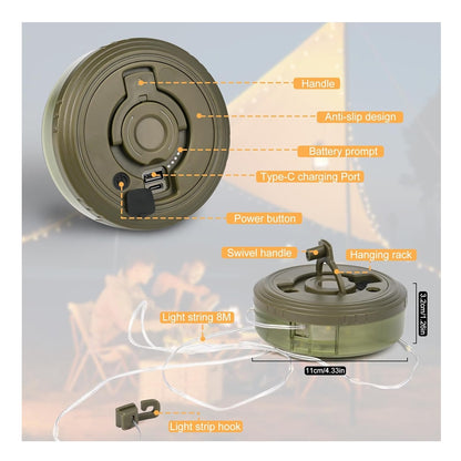 Luces Para Acampar, Luces De Cadena 3 En 1 Para Exteriores