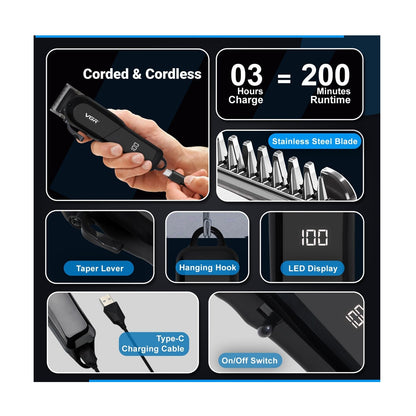 Maquina Recortadora De Pelo VGR V-118 Original E Inalambrica