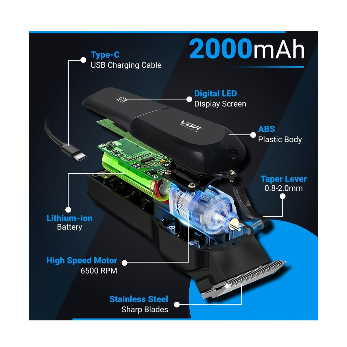Maquina Recortadora De Pelo VGR V-118 Original E Inalambrica