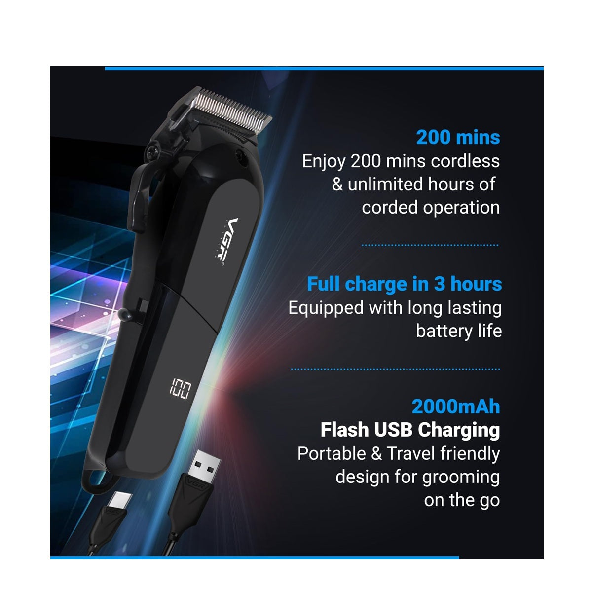 Maquina Recortadora De Pelo VGR V-118 Original E Inalambrica