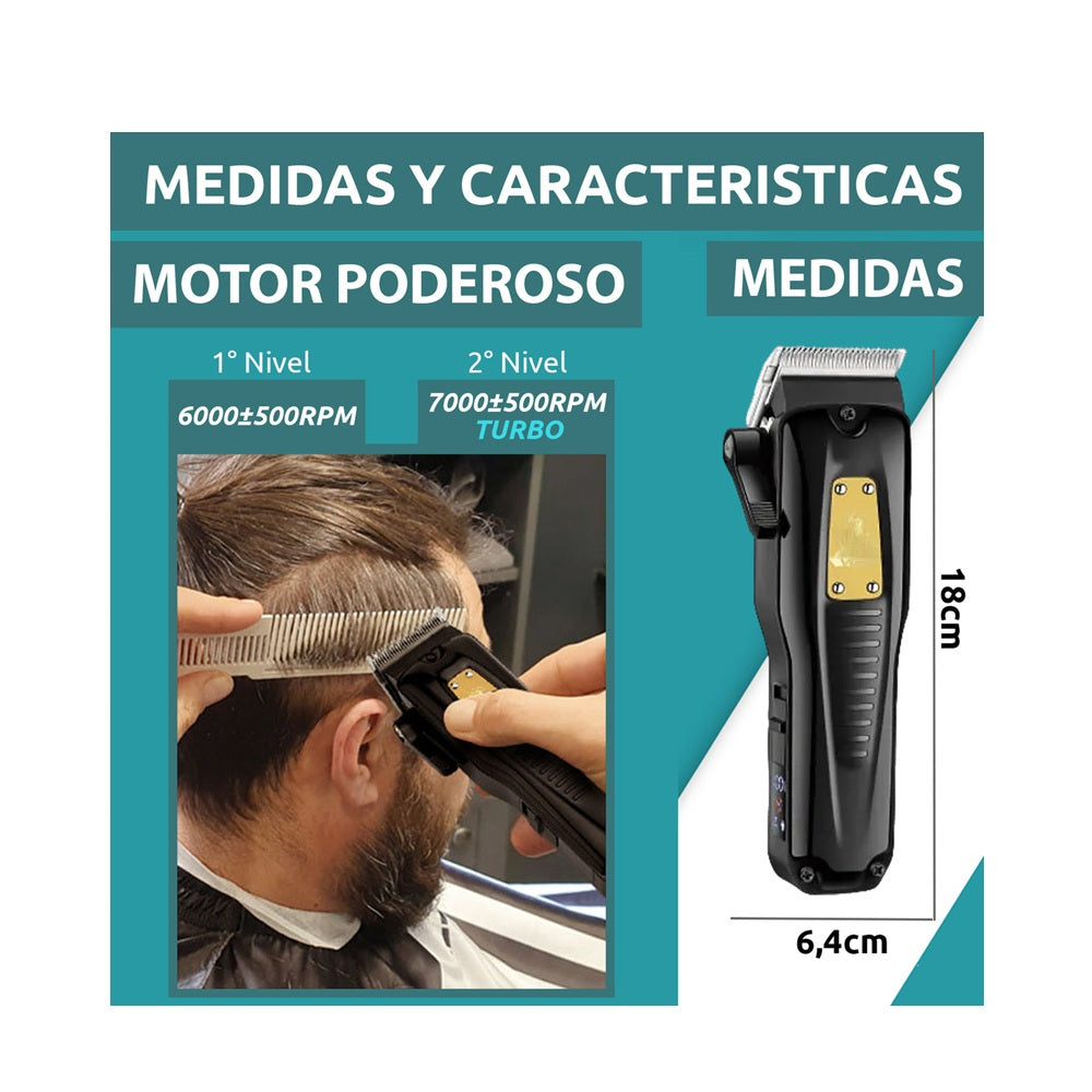 Máquina De Cabello Profesional Vgr V-651 Turbo Usb 8 Peines