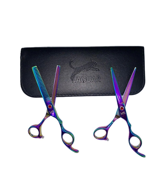 Set De Tijeras Para Barberia Cortadora De Cabello Jaguar x 2 Und