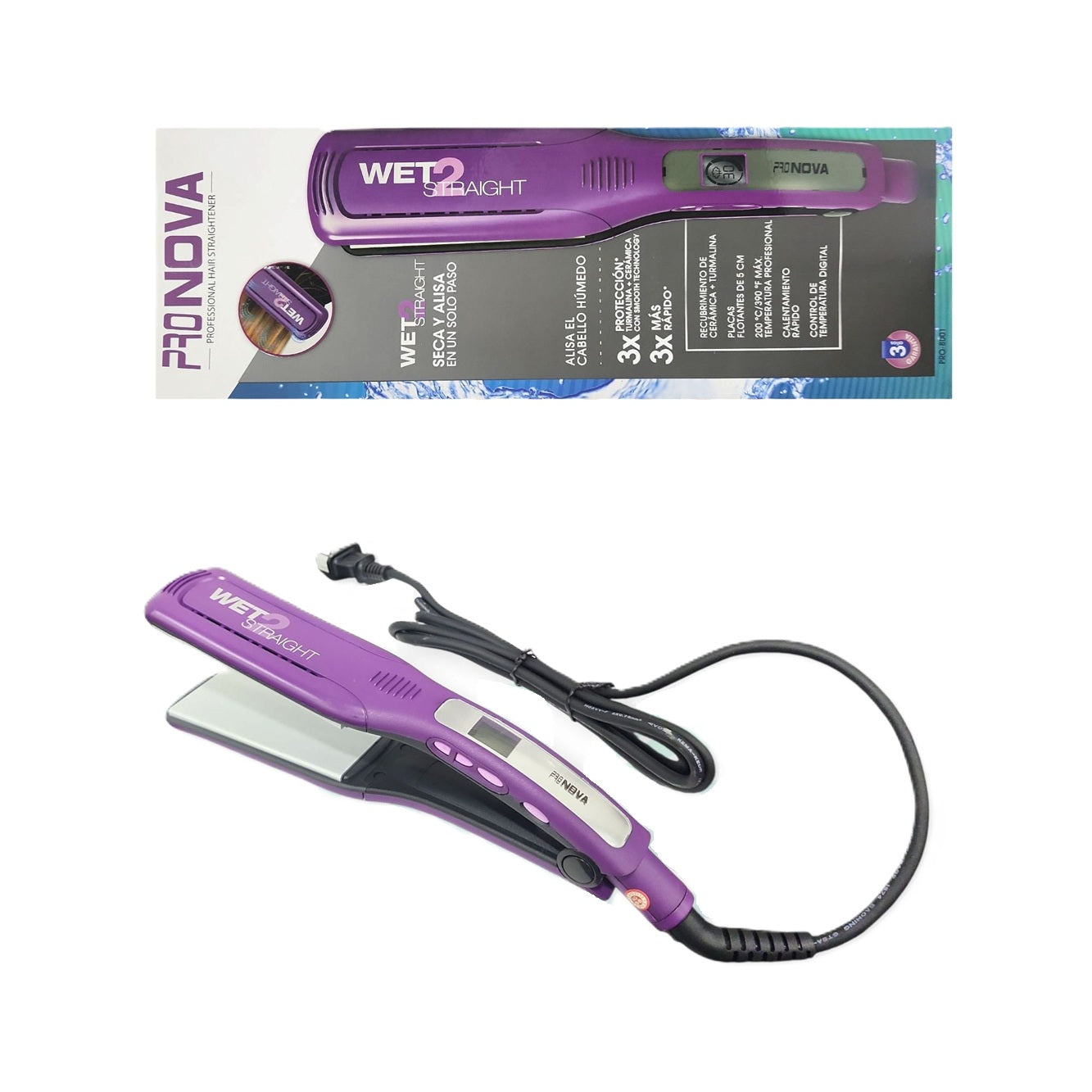 Plancha Para Cabello ProNova Cabello Seco Y Mojado