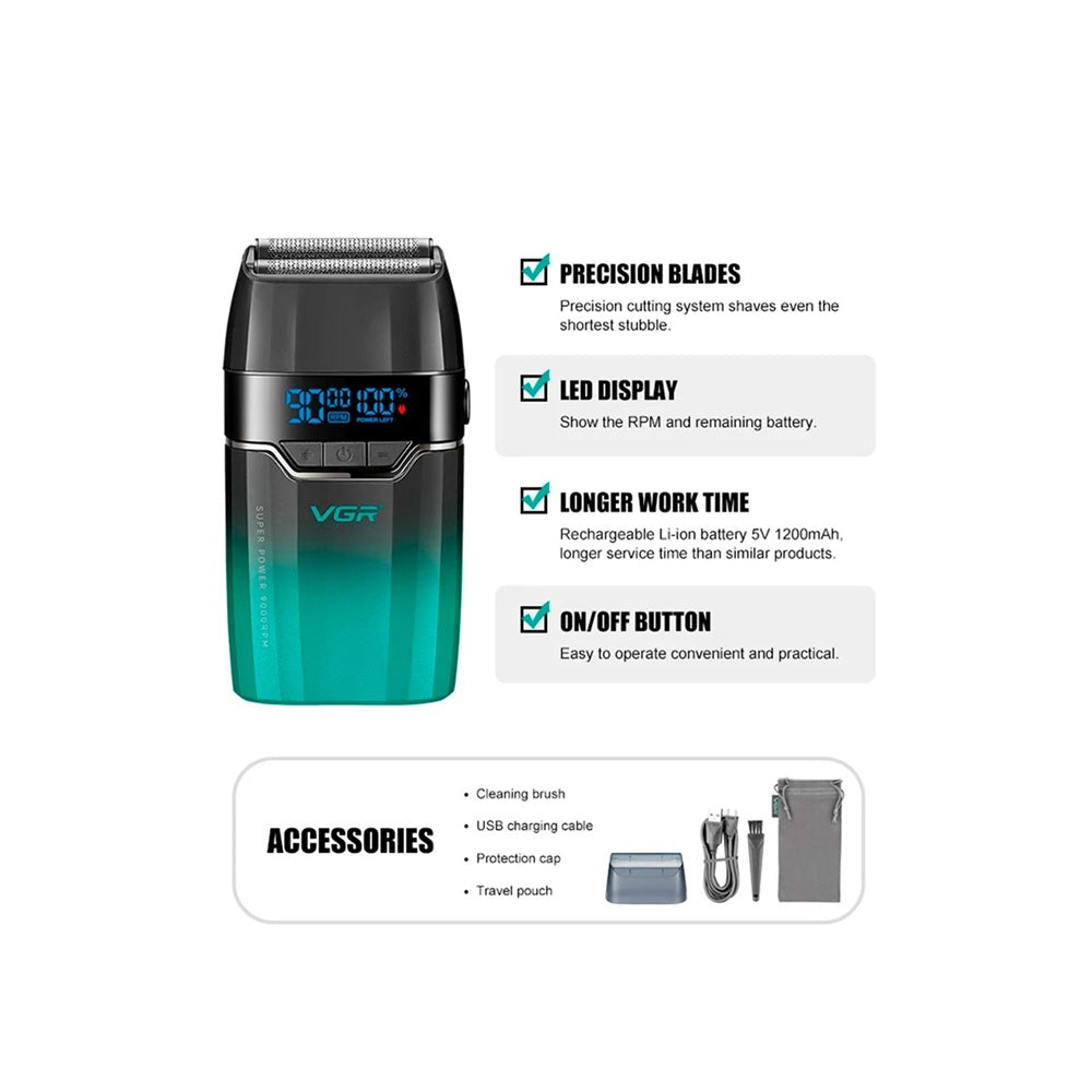 Afeitadora Recargable Shaver VGR 308 Inalambrica 9000 RPM