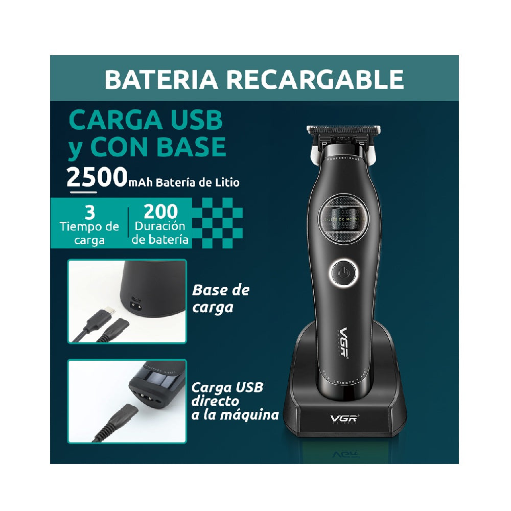 Maquina Peluquera Original VGR V-880T Inalambrica Con Base