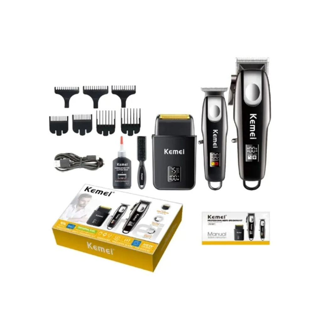 Combo Kemei 3 En 1 Original Para Barberos KM-8531