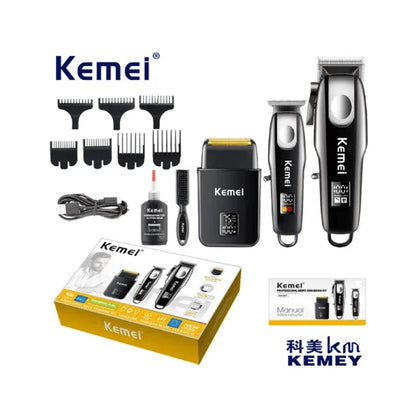 Combo Kemei 3 En 1 Original Para Barberos KM-8531