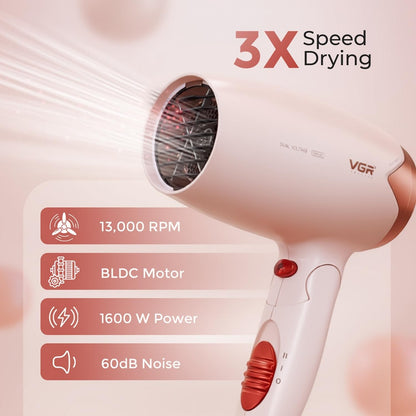 Secador Viajero Para Cabello VGR Plegable V-628