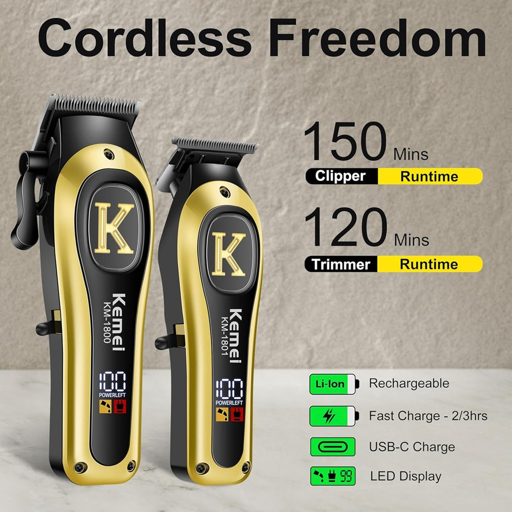 Combo Kemei Maquinas Para Peluquerias KM-1800