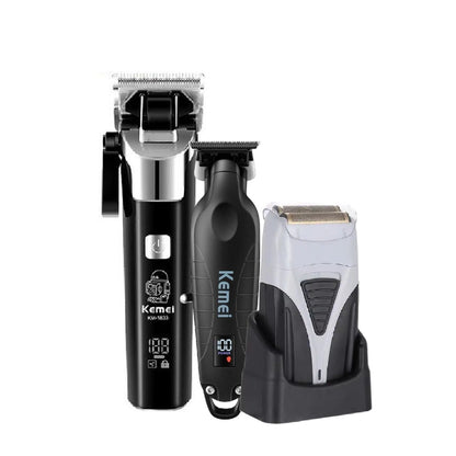 Kit Maquinas Kemei Peluquera + Patillera + Afeitadora Kemei