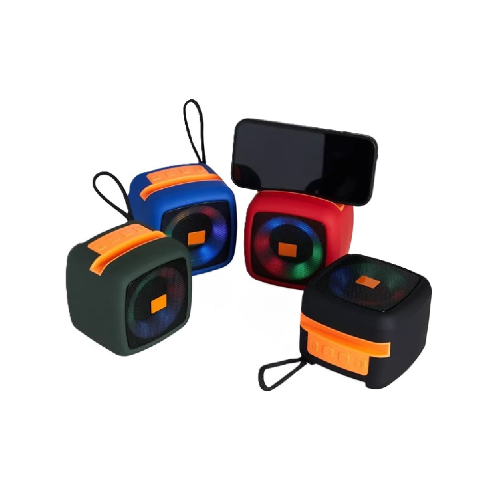 Mini Parlante Portátil Porta Celular Luz LED Con Bluetooth